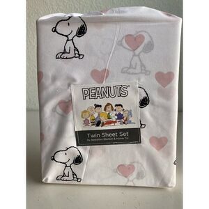 3 Pc Peanuts Snoopy Pink Hearts Valentines Day TWIN Size Sheet Set Soft NEW